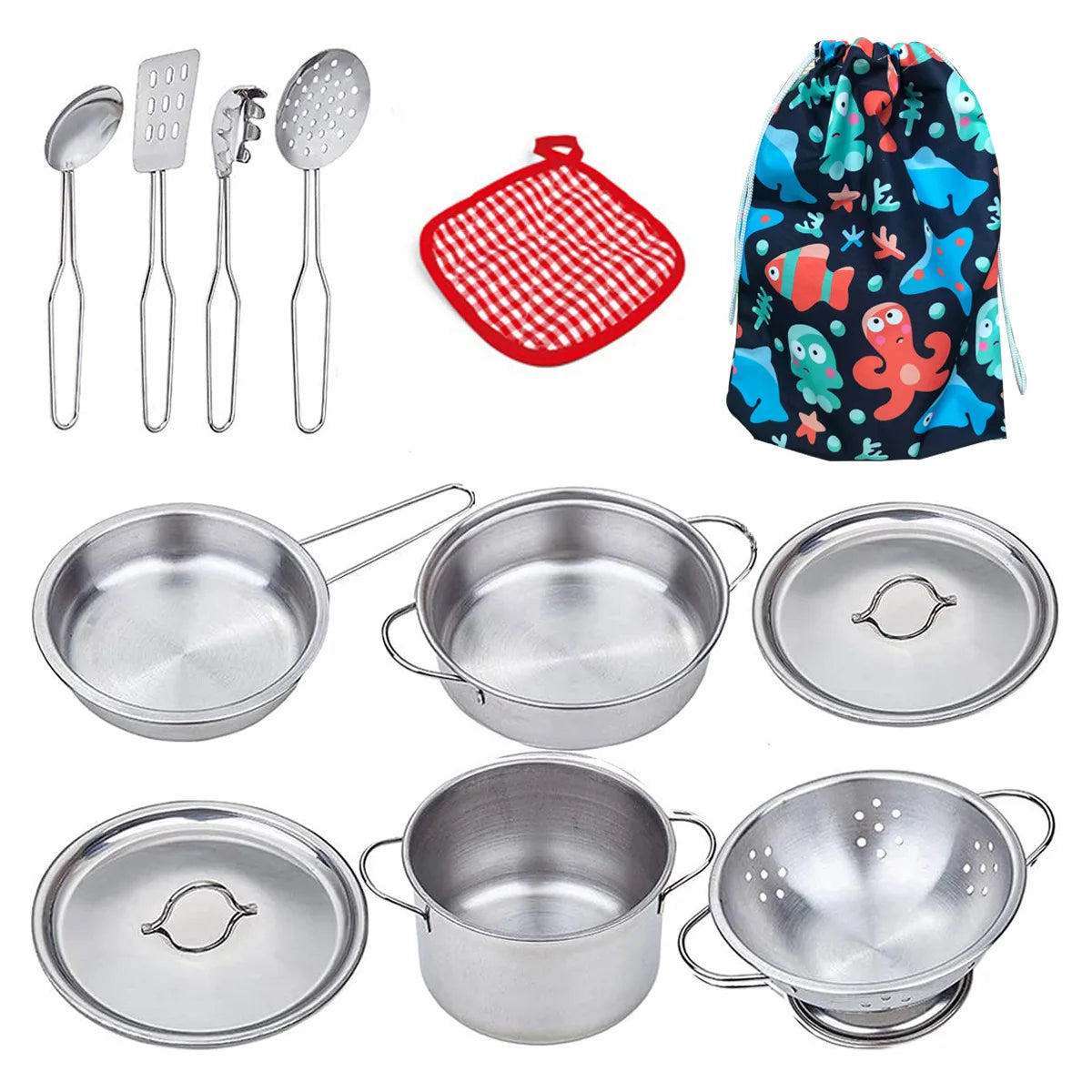 JXD Children's Pretend Cooking Toy Mini Kitchen Set As a Birthday Gift for Kids Baking Apron Set