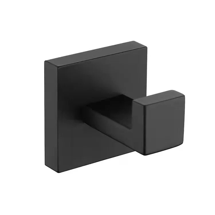Deao Wall Mounted Towel Rack 5-piece Matte Black Bathroom Hardware Accessory Set Stainless Steel Towel Rod Set