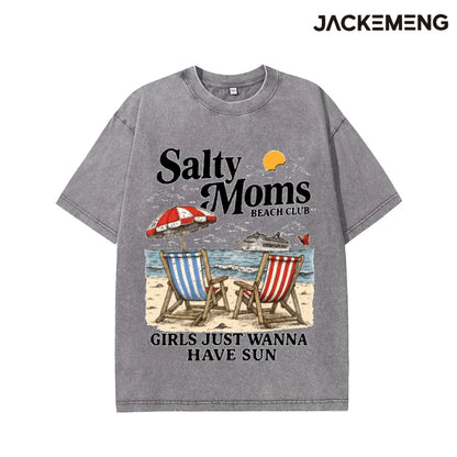 Oversized Vintage Beach Streetwear Print Tshirt USA Stock Wholesale Y2K Casual Tee