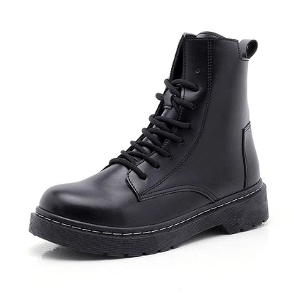 Women Fashion Leather Boots Waterproof Warm Boots Man Ankle  Boots British Style Shoes