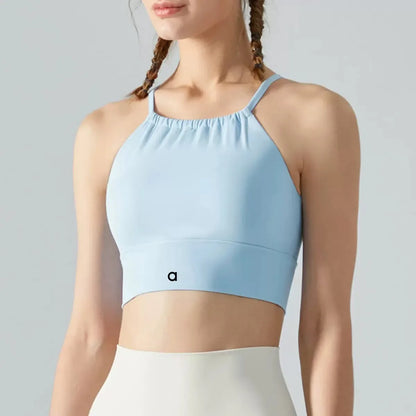 Women's Sexy Fitness Yoga Top, with Thin Straps, Cross-back, Short-length Woven Fabric, Suitable for Exercise