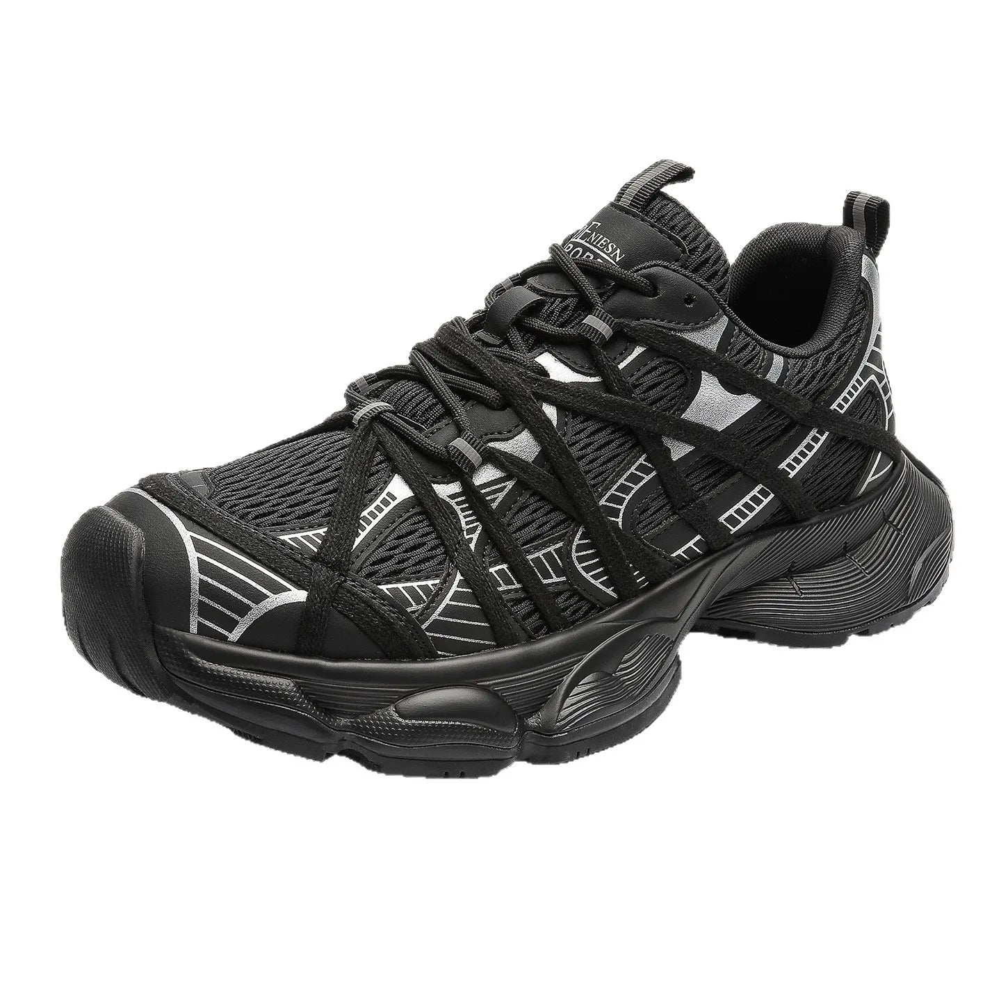 Empire Chunky Sneakers Mesh Upper Breathable Cushioned Rubber Outsole Height Increasing All Seasons Sporty Toe Lace-up Shoes
