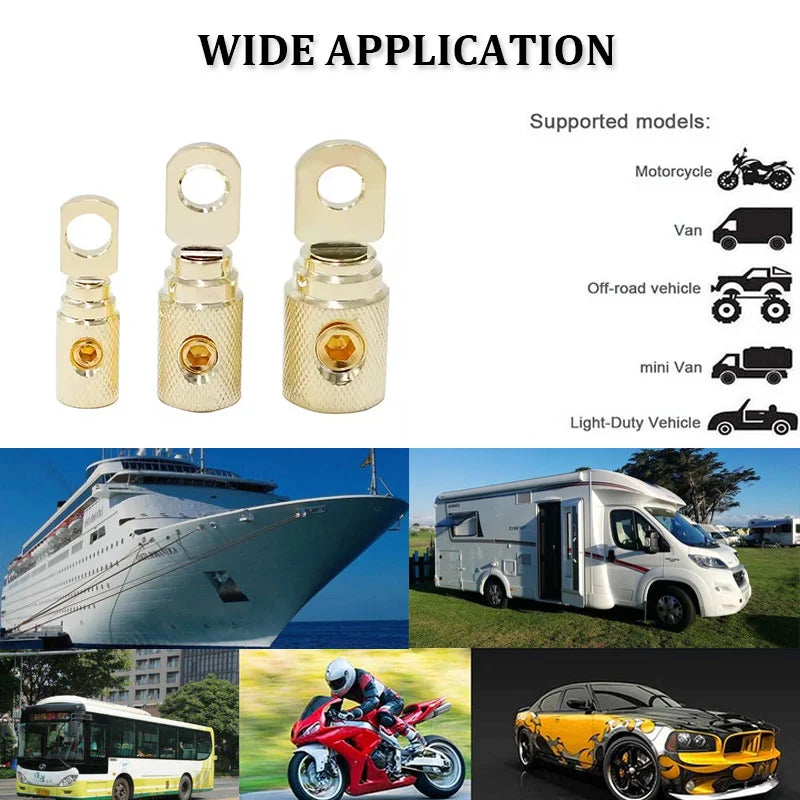 O-Type Gold-Plated Pure Copper Car Audio Crimp Terminal Modified Wire Power Supply Input Reducer Car Audio Amp Terminal Block