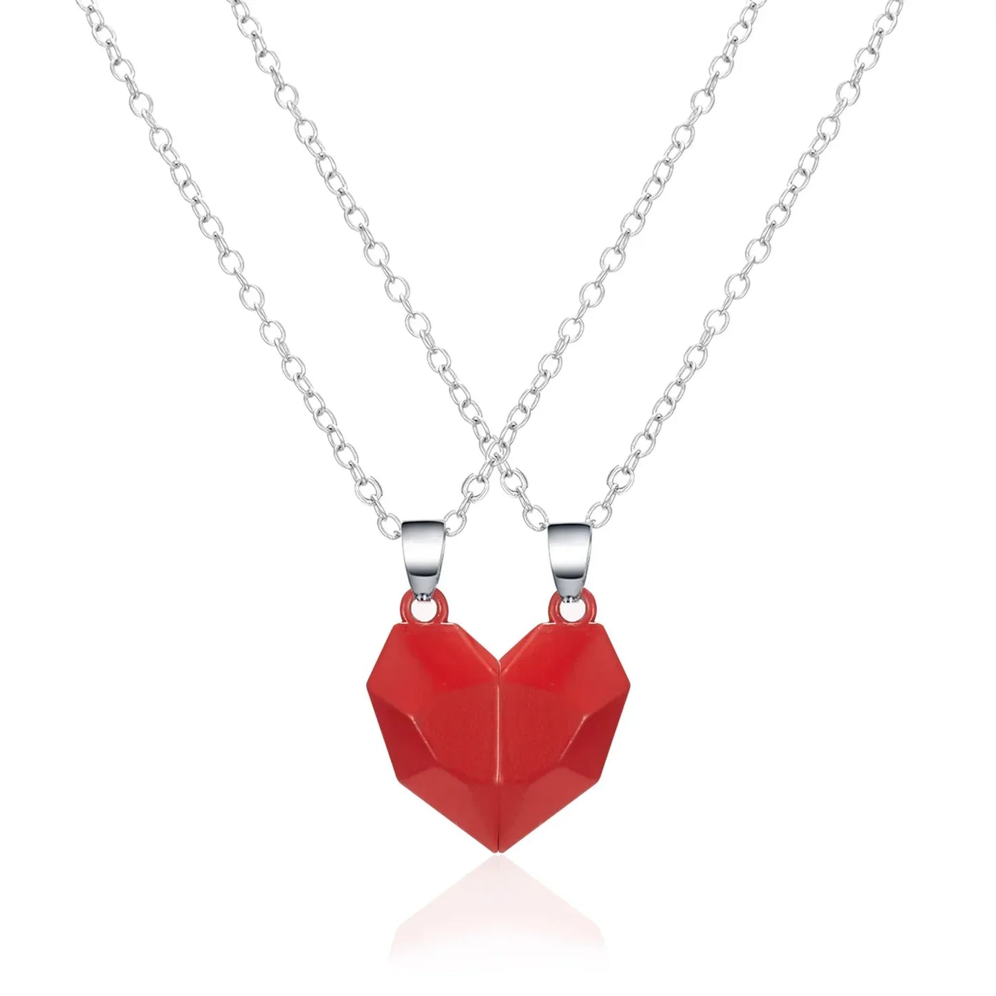 2Pcs Magnetic Heart Couple Necklace For Women Valentine's Day Sweater Chain For Best Friend Lovers Wedding Party Gift Jewelry