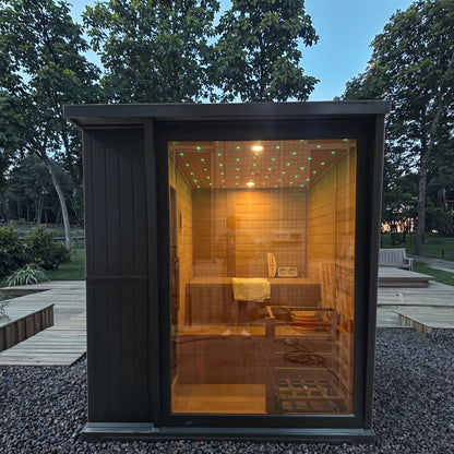 ETL Certified 4 Person Outdoor Garden Sauna Room Luxury Red Cedar Wood Electric Heater Sauna House with Full View Glass Door