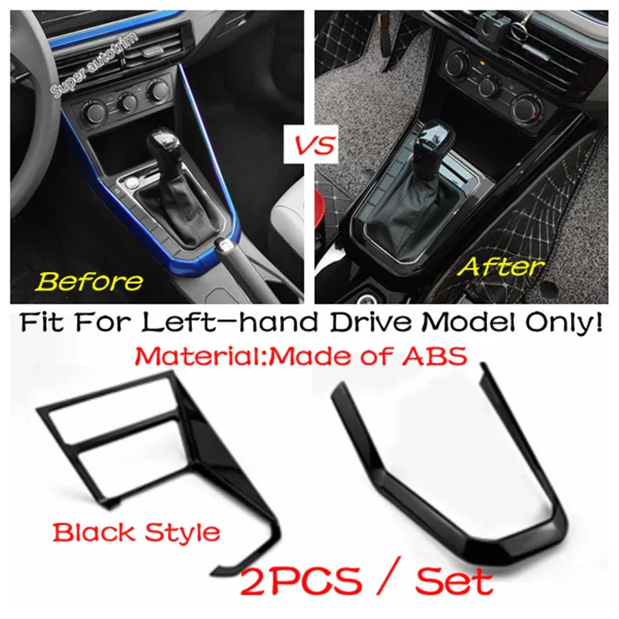 Center Control Gear Shift Panel Inner Door Armrest Handle Cover Trim Black Fit For VW Volkswagen Polo 2019 - 2023 Accessories
