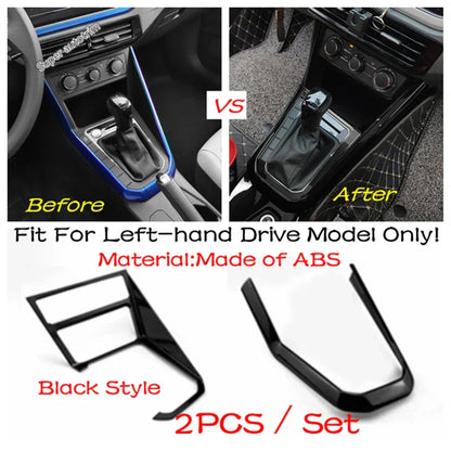 Center Control Gear Shift Panel Inner Door Armrest Handle Cover Trim Black Fit For VW Volkswagen Polo 2019 - 2023 Accessories