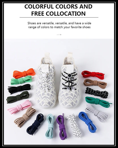 1 Pair Lazy Laces Elastic For Sneakers Snap Lock Shoelaces Without Ties Suitable For Children And Adults Round Shoelace Artifact