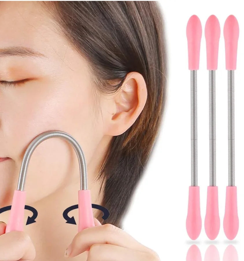 Pain-Free Pink Orange Handheld Beauty Epilator for Women Stainless Steel Spring Threading Tool for Facial Hair Removal for Face