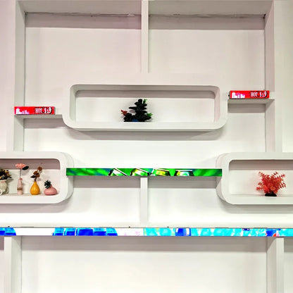 The LED Screen on the Shelves of Shopping Malls and Retail Stores and the LED Strip Screen of Digital Advertisements