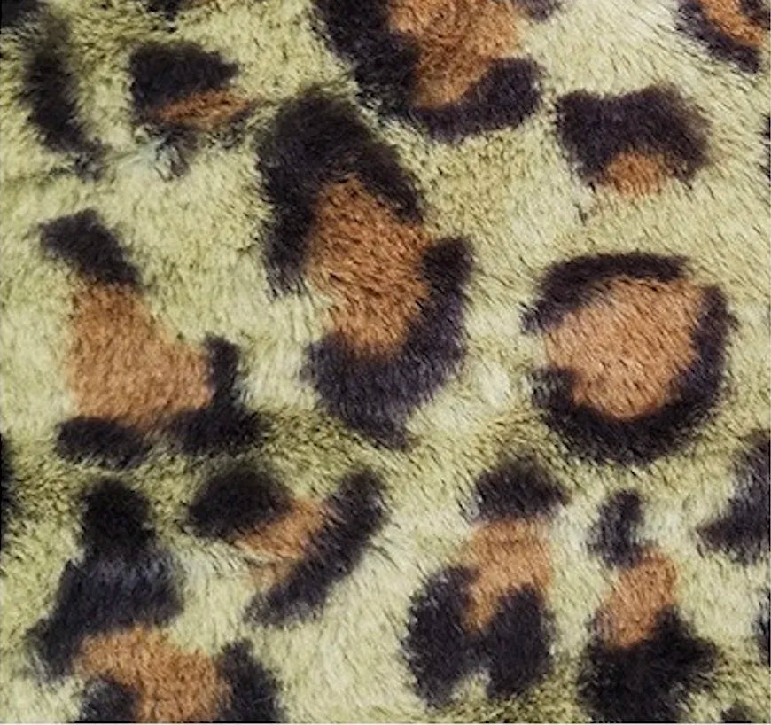 Custom Leopard Print Plush Knitted 100% Polyester Heavyweight Wind Proof Faux Fur Fabric High Quality Sewing Garment Girls Bag