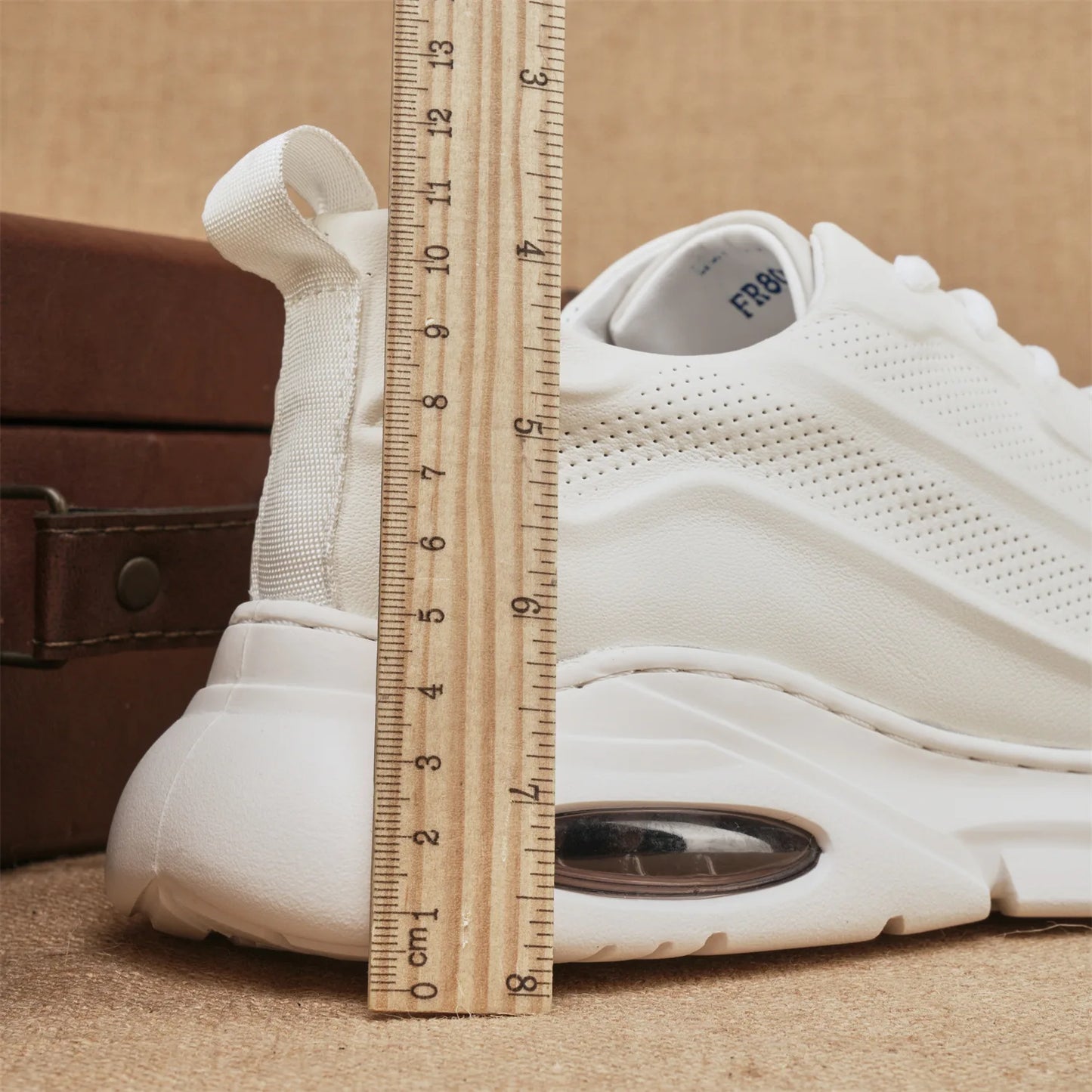 Genuine Leather Chunky Sneakers Round Toe Low Heel Breathable Mesh Lining Rubber Outsole Men's Walking Shoes