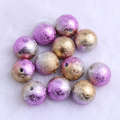 Colorful Bulk Loose New Fashion Round Jewelry Making Beads for Kids Necklace Blending Color Acrylic Wrinkle Beads 20mm