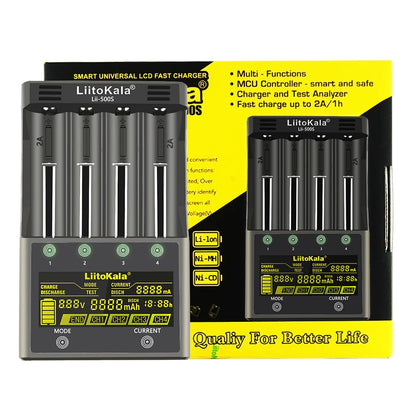 LiitoKala lii-500S lii-500 lii-600 LCD 3.7V 1.2V 18650 26650 21700 Battery Charger with screen Test the battery capacity