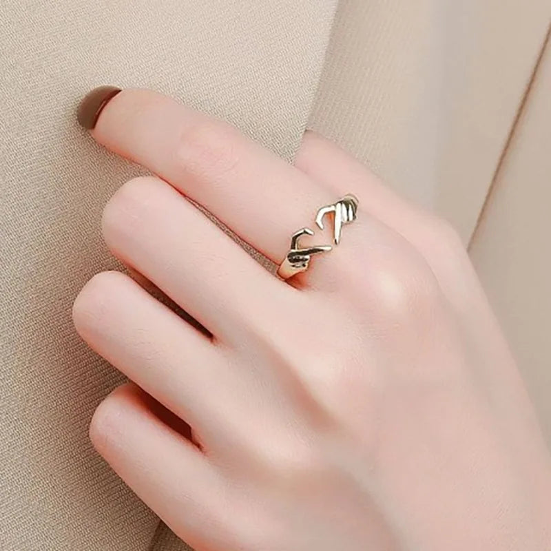 Q355 Heart Shape Stainless Steel Ring Modern Unisex Fashion Jewelry Gift Plain Design For Couple Or Self