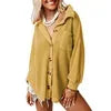 RNSHANGER Autumn Women Solid Color Blouses Casual Waffle Knit Plain Long Sleeve Pocket Shirts for Women