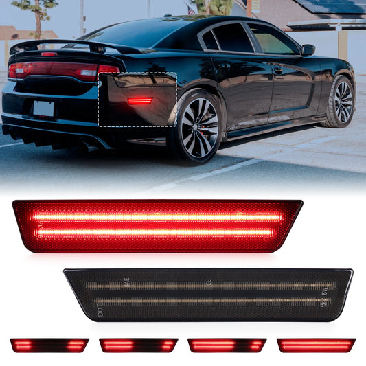 White Red Animation Rear Bumper Reflector Indicator Lights for Dodge Charger Challenger LED Dynamic Blinker Side Marker Lamps by PDG ibma