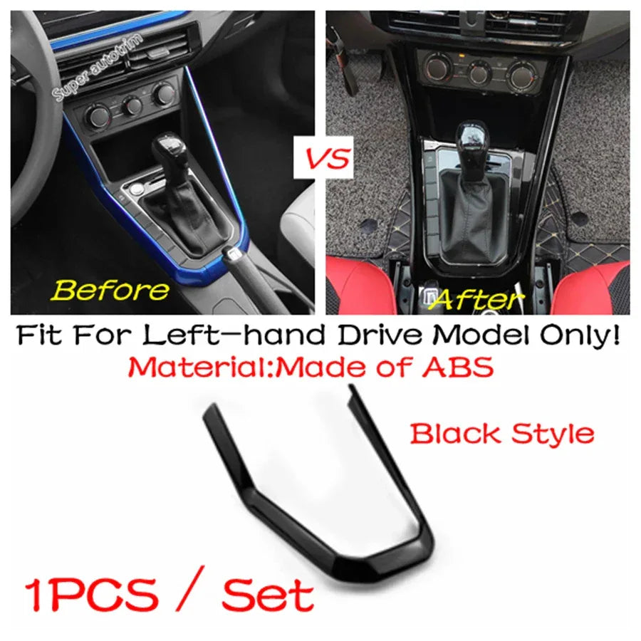 Center Control Gear Shift Panel Inner Door Armrest Handle Cover Trim Black Fit For VW Volkswagen Polo 2019 - 2023 Accessories
