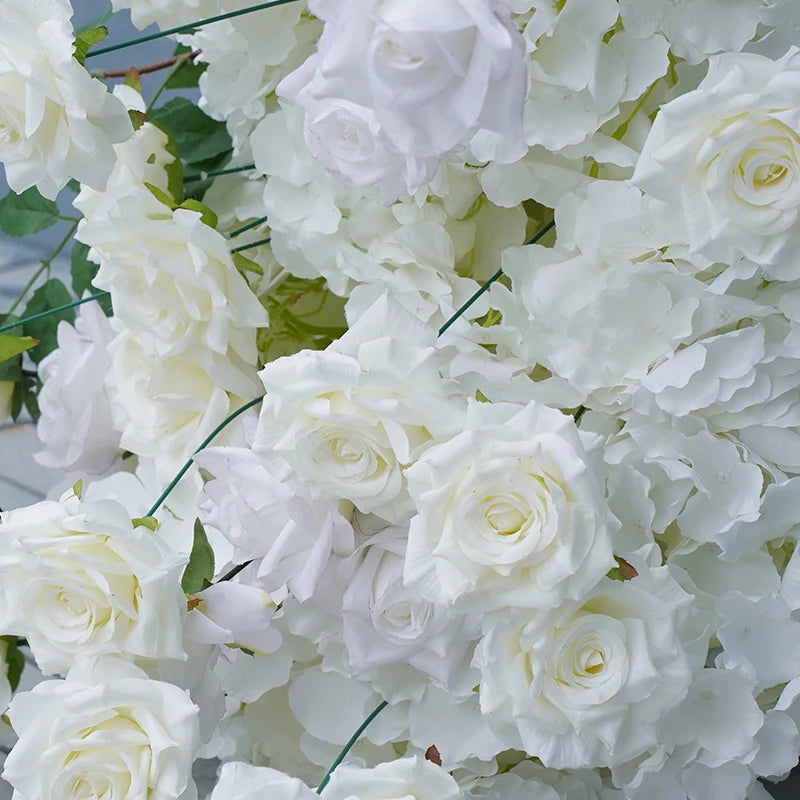 S-A8147 White Rose Hydrangea Floral Arrangement Sofa Table Runner Floor Flower