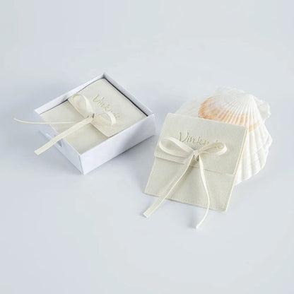 Wholesale 8*8cm Cream Luxury Microfiber Soft Packaging Bag Custom Unique Design with High Quality Logo for Jewelry Container