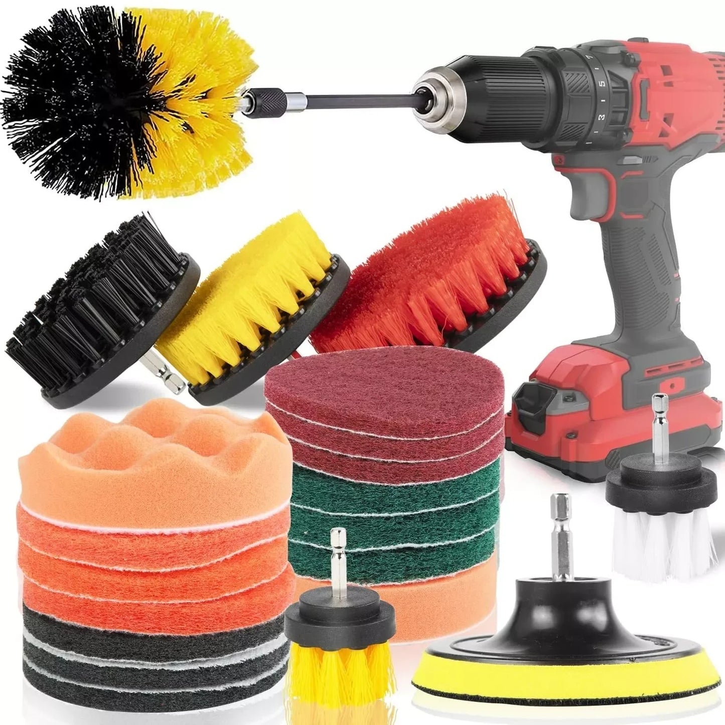 US Local Stock Ships in 24H 22pcs-set All Purpose Cleaning Kit Electric Drill Brush Attachment Set Power Scrubber Cleaning Tool