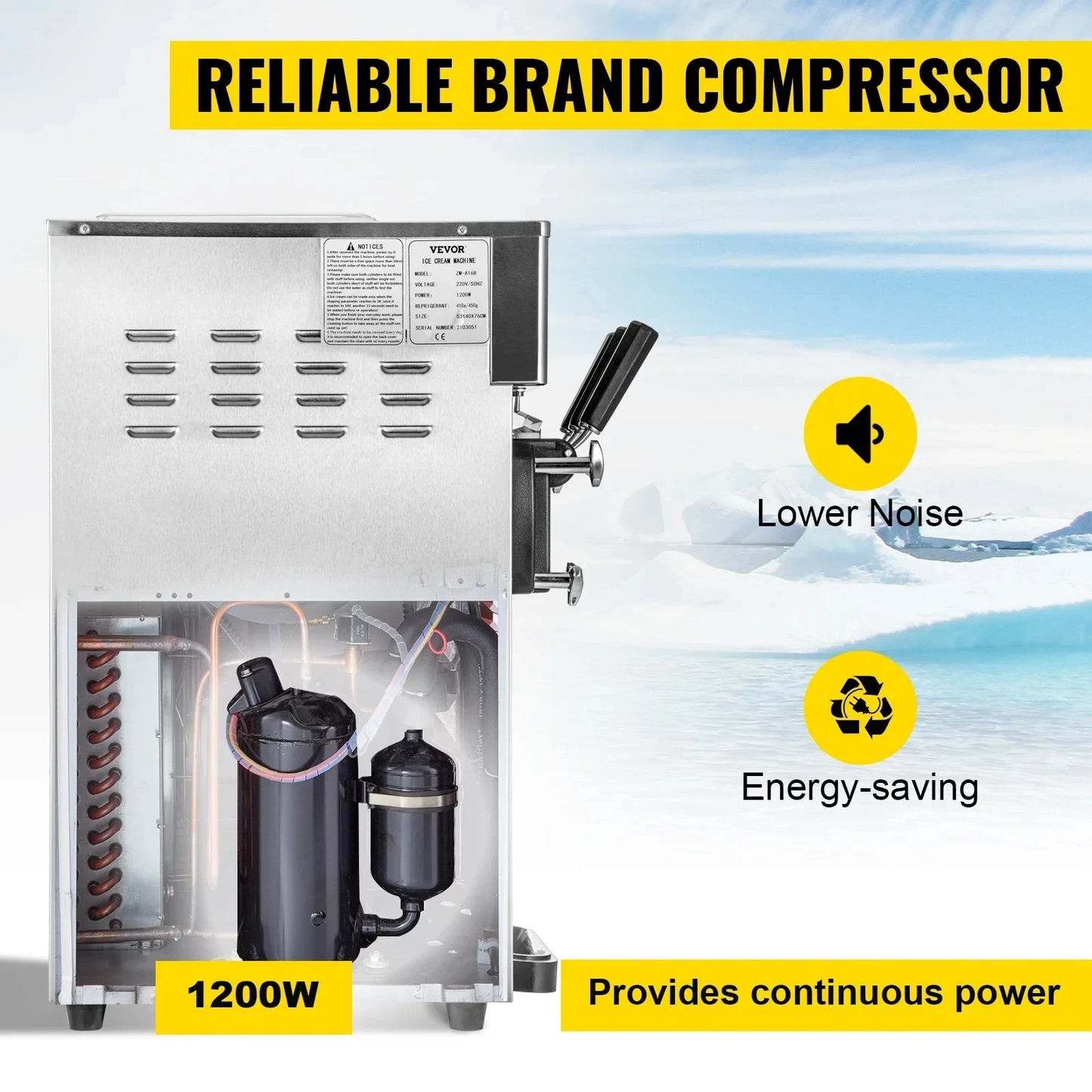 Czech Warehouse Ready Stock New Arrival VEVOR Soft Ice Cream Machine Commercial Countertop Soft Ice Cream Maker
