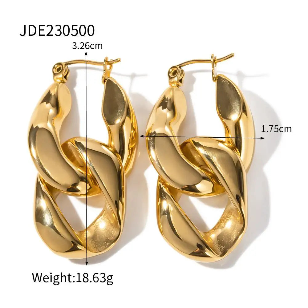 Fashion Stainless Steel Gold Color Long Tassel Earrings for Women Simple Geometric Unique Korean Earrings Wedding Jewelry Gifts