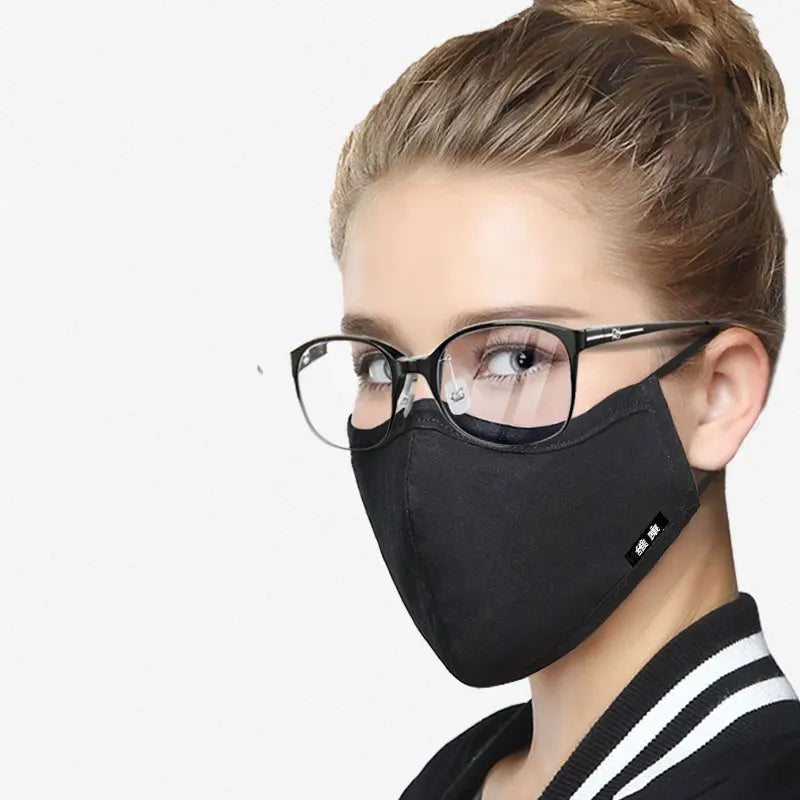 Korean Cotton Face Mask Anti-Dust Mask Respirator with Activated Carbon Filter Anti Dust Black Kpop Glasses Mask On The Mouth