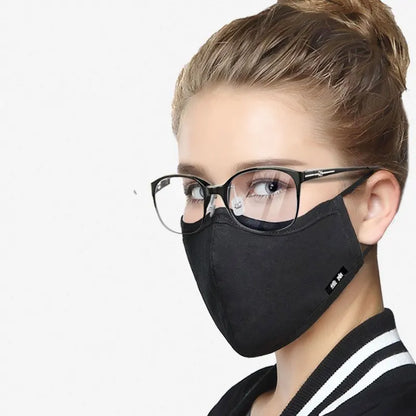 Korean Cotton Face Mask Anti-Dust Mask Respirator with Activated Carbon Filter Anti Dust Black Kpop Glasses Mask On The Mouth