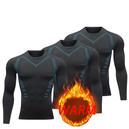 USA Warehouse 3 Pack Long Sleeve Thermal Shirts for Men Fleece Lined Soft Thermal Underwear Cold Weather Warm Base Layer