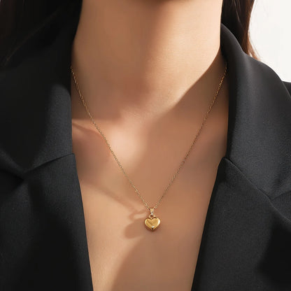 1Pc Stainless Steel Snake Chain Simple Love Pendant Necklace Personalized Trendy Fashion