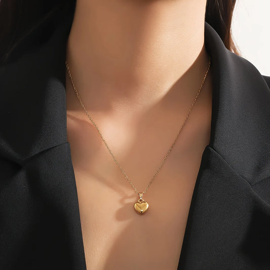 1Pc Stainless Steel Snake Chain Simple Love Pendant Necklace Personalized Trendy Fashion