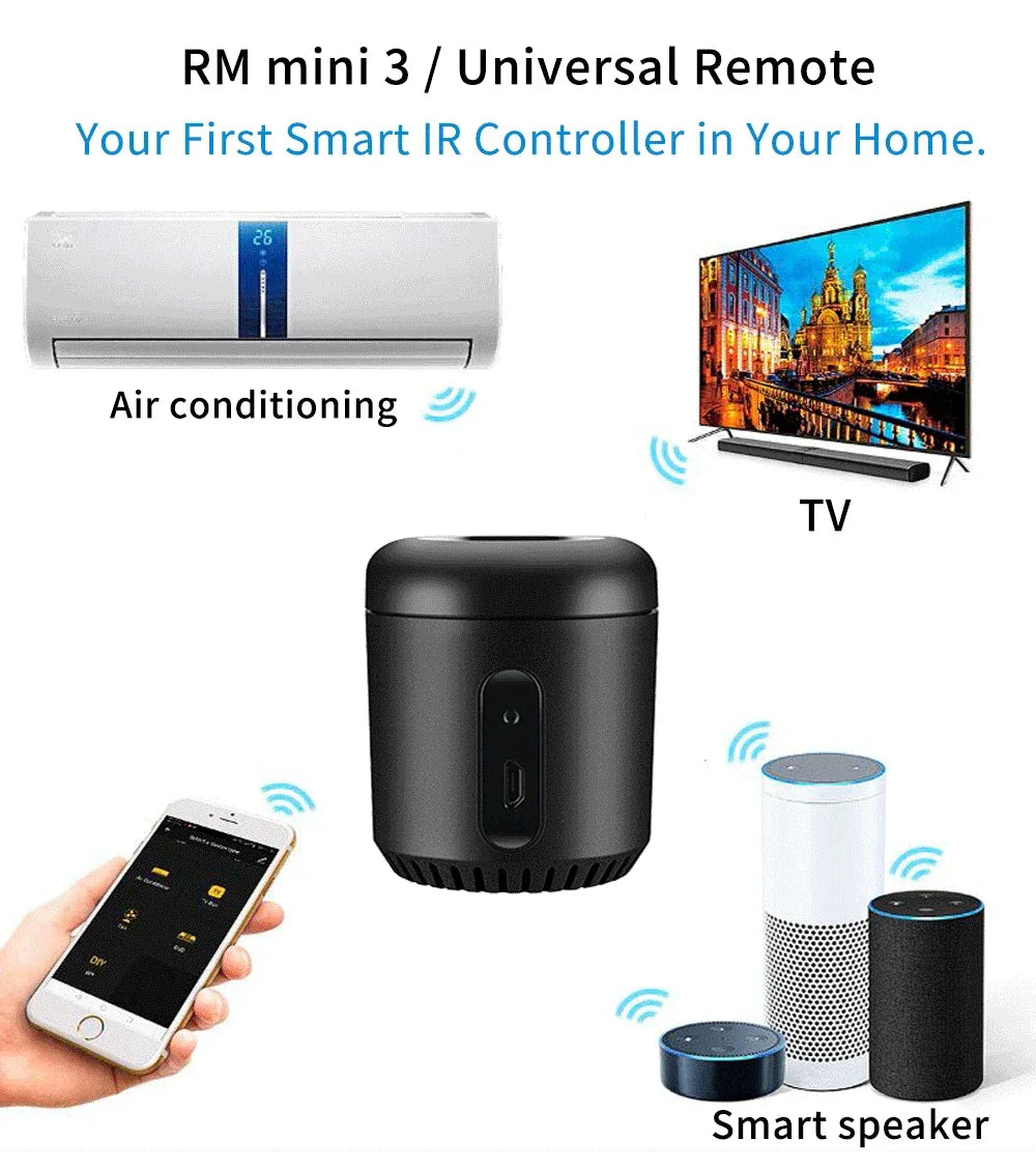 Broadlink Original RM Mini 3 WiFi+IR Smart Home APP Remote Control for Alexa Google Home IFTTT WiFi+IR+4G Wireless APP Broadlink