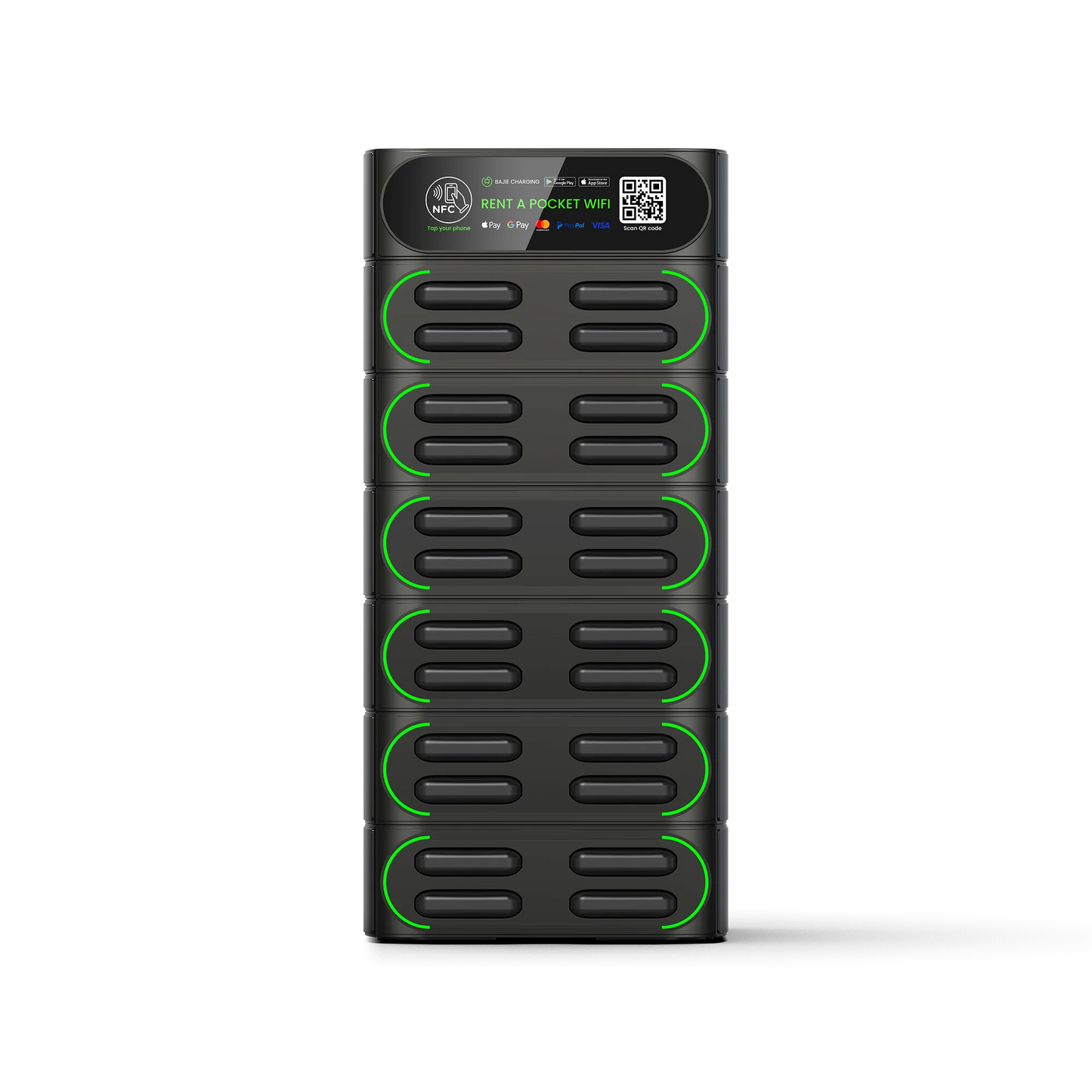 hot sale sharing power bank rental station 24-stack hire phone charging station with MIFI shared powerbank vending machine