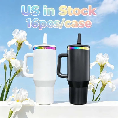 Us Warehouse 40 OZ Colorful Rainbow Plated Insulated Sports Bottle Usa 40 OZ Tumblers for Home Office Outdoor Daily Use
