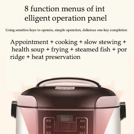 12V 24V Electric Rice Cooker Car Truck Multicooker Timing Reservation Food Heating Cooking Steamer Soup Stew Pot Steamer Cooker