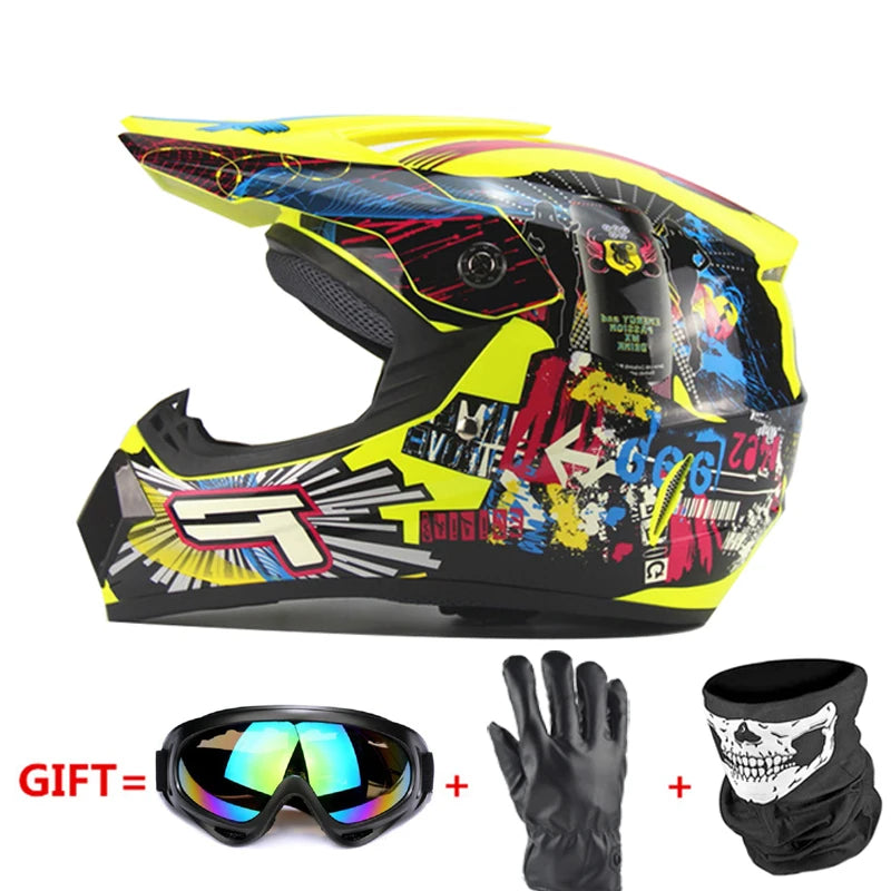 Professional Racing Casco Moto Off Road Helmet ATV Dirt Bike Downhill MTB DH Capacete Motocross Helmet With Mask Gloves Glasses