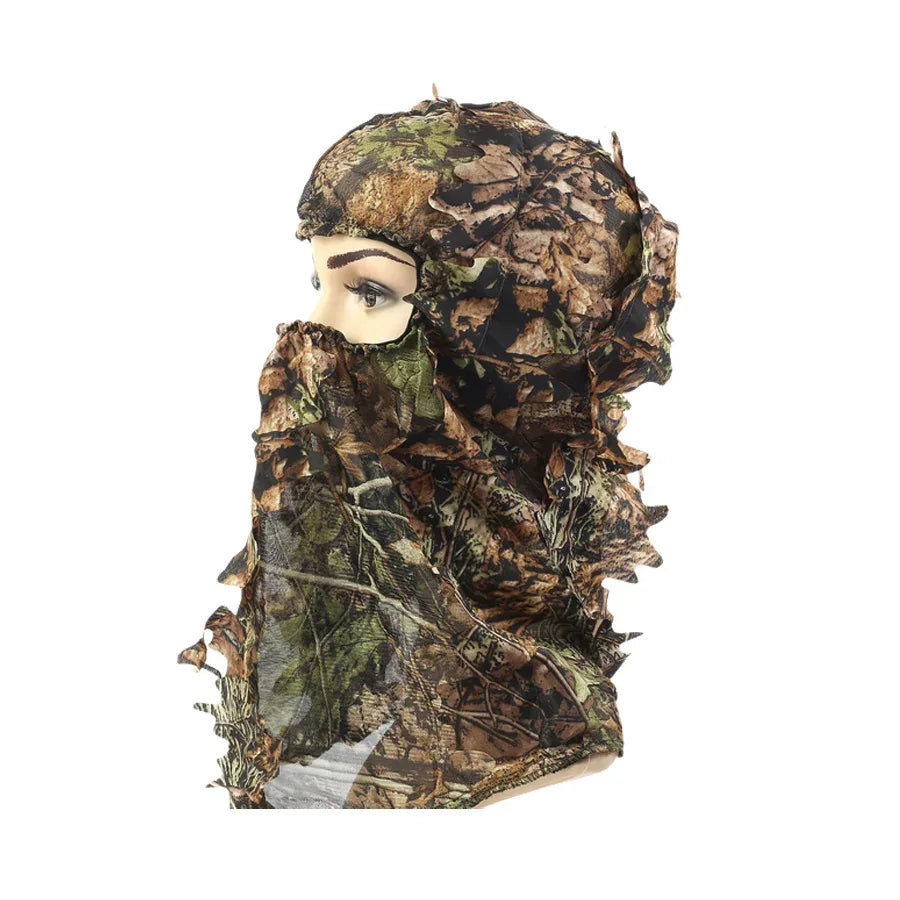 New Ghillie Suit Ghillie Camouflage Leafy Hat 3D Full Face Mask Headwear Turkey Camo Hunter Hunting Accessories