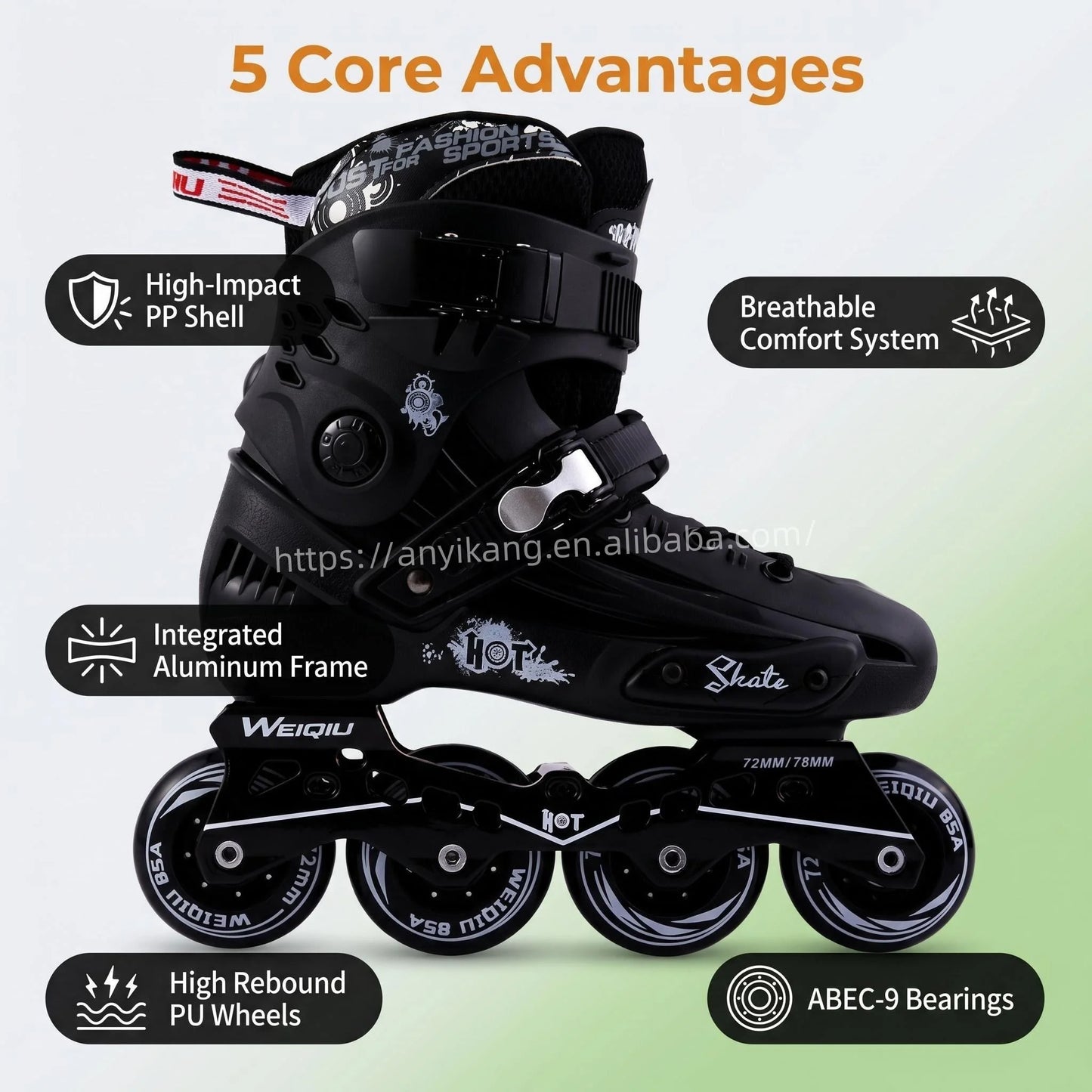 Inline Skates Freestyle Carbon Inline Skates for High-Speed Performance