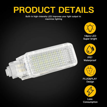 2x LED Footwell Under Courtesy Light Luggage Trunk Glove Box Lamps For Audi A3 S3 A4 S4 RS4 A6 S6 RS6 A5 A2 A1 A8 S8 Q5 Q7 TT R8