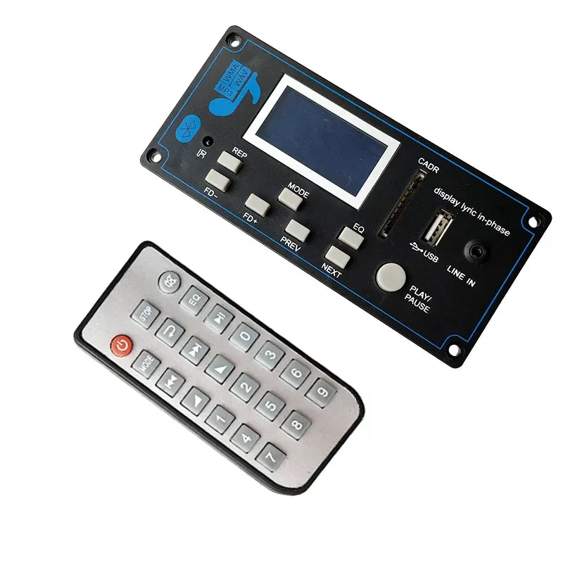 Bluetooth 12V LCD MP3 Decoder Board WAV WMA Decoding MP3 Rec Player Audio Module Support FM Radio AUX USB With Lyrics Display