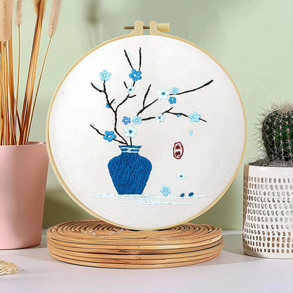 Factory DIY Blues Flower Arrangement Practice Embroidery Set for Beginners Semi finished Handmade Cross stitch Decoration Crafts