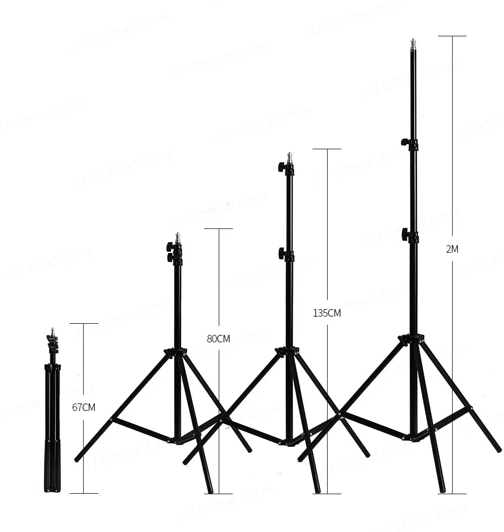 1/4 Screw Head Light Stand Tripod 2m 1.5m 68cm For Phone Selfie Stick Adjustable For Photo Studio Flashes Photographic Softbox
