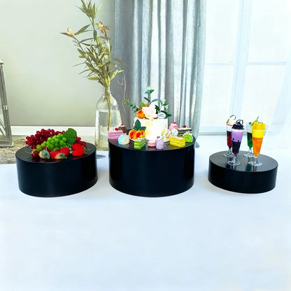 Set 3 Black Acrylic Cylinder Display Stands-Elegant Eco-friendly Portable for Wedding Christmas Graduation Party Decorations