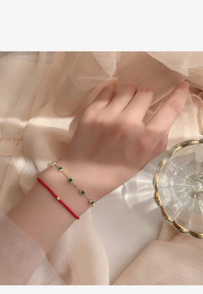 925 Sterling Silver Simple Emerald Crystal Bracelet For Women Light Luxury Temperament Mother's Day Jewelry Gift