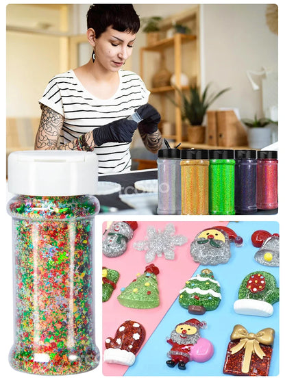 Local Stock 2OZ Shaker Packing Hexagon Shape Mix Chunky Glitter for Tumbler Nail Resin Christmas Decoration