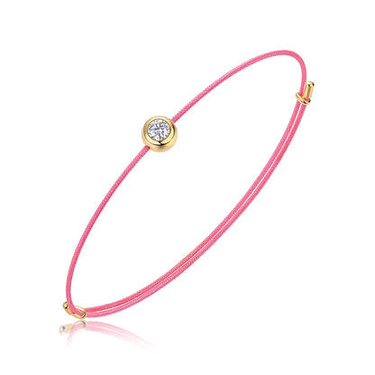 VVS1 Round Moissanite Gemstone Rope Bracelet Luxury Women Jewelry for Girls Pink Red Rope Moissanite Charm Bracelet