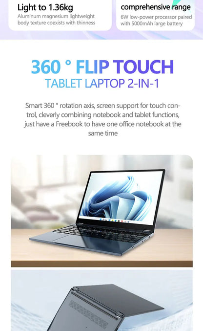 New Yoga 13.5Inch2.2K 360 Degrees Flip Folding Touch Screen Business Office Laptop Windows 11 Pro SSD 128GB/256GB/512GB DDR4