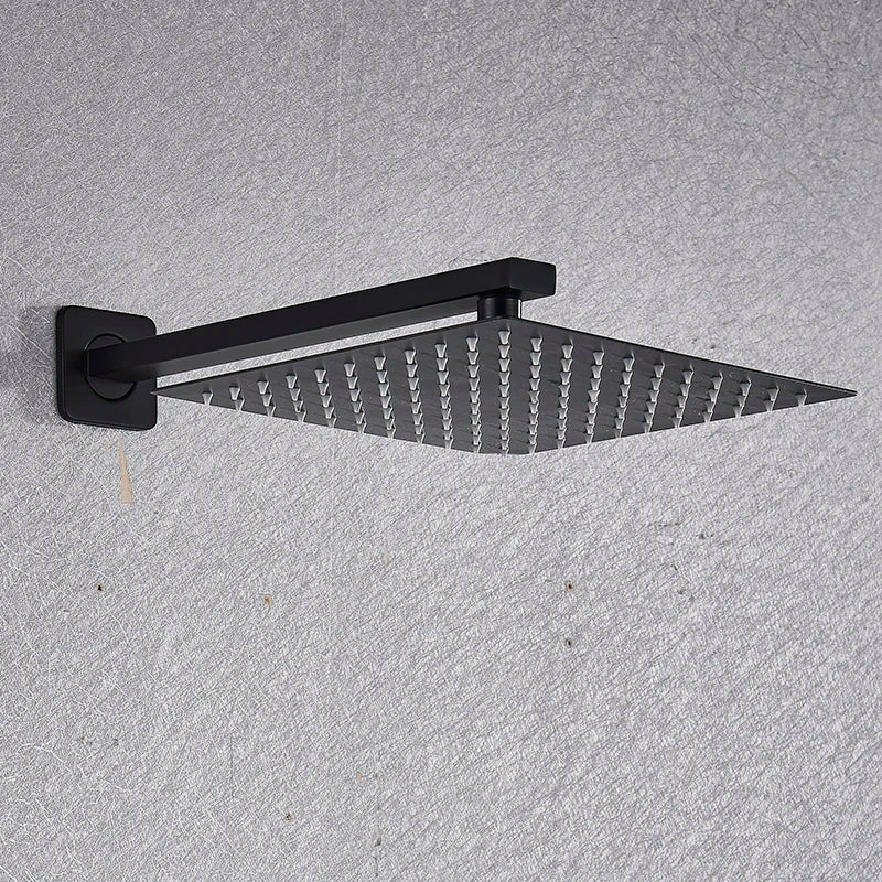 Matte Black Brass Wall-Mounted Rainfall Shower Mixer Chrome-Finished In-Wall Metered Shower Head Polished Inverted Faucet System
