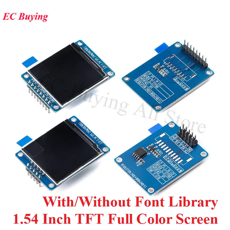 1.54 Inch 1.54" Full Color TFT Display Module HD IPS LCD LED Screen 240x240 SPI Interface ST7789 With/Without Font Library